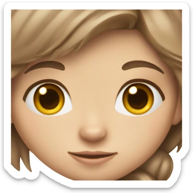 Girl with brown hair, fair skin, brown eyes and cat in arm sticker