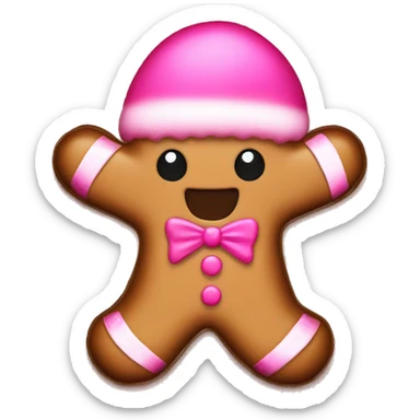 a gingerbread man with pink decoration  sticker