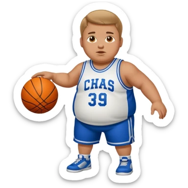 Fat boy playing basketball  sticker