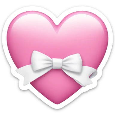 pink heart with white bow sticker