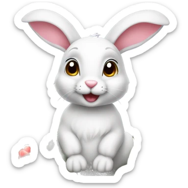Cute rabbit with tulips  sticker