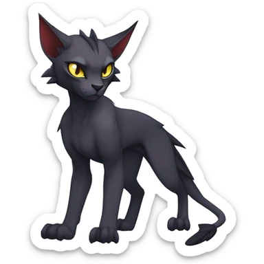 Black edgy Noivern-Litten-Sphynx-Lykoi-Caracal-cat-Fakemon full-body sticker