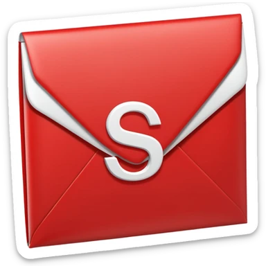 red envelope letter with white "S" logo sticker