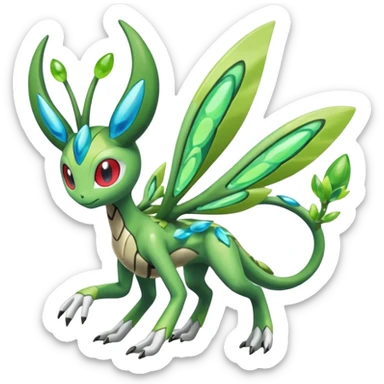 Meloetta-Flygon-Celebi-Zygarde-Electrike-Fakémon-fusion, full body sticker