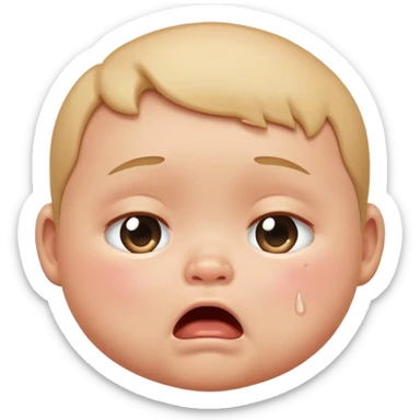 flat baby face crying sticker