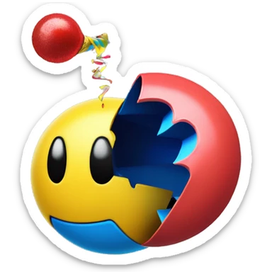 Pac-Man with a party popper  sticker