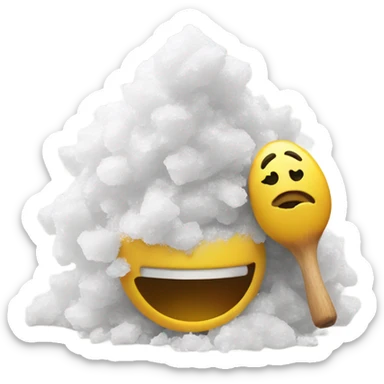 Happy face emoji smelling a pile of salt sticker