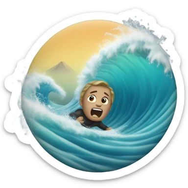 someone getting hit by an ocean wave sticker