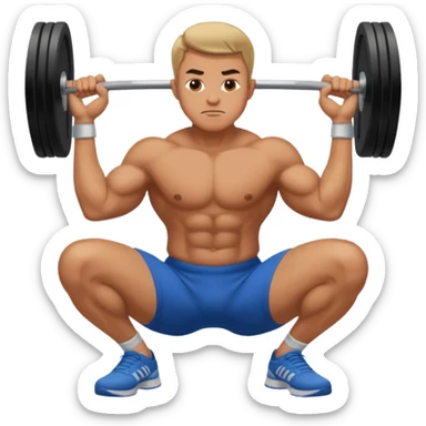 a man doing a squat while holding his ankles sticker