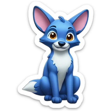 Stitch on a Fox sticker
