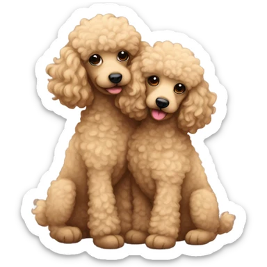 Poodles hugging eachother sticker