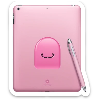 soft pink ipad with white pen sticker
