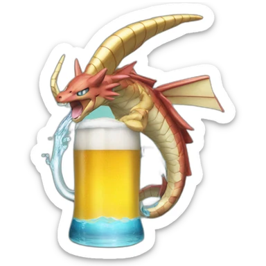 Gyarados drinking beer sticker