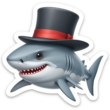 Shark with a top hat sticker