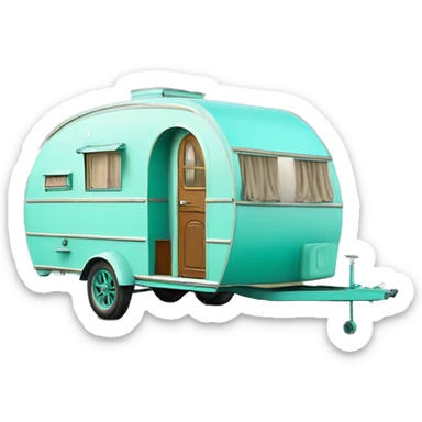 Realistic tiffany blue vintage round gypsy caravan wagon camper sticker