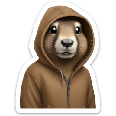 a marmot wearing a hoodie sticker