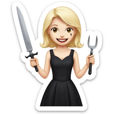 a girl classic smiley with a nife on the bach and vampire theet sticker