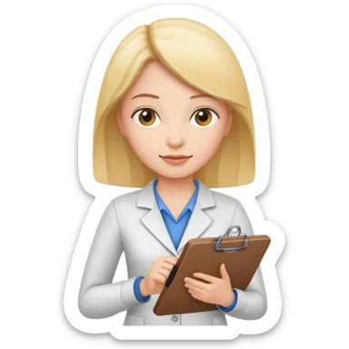 female character with a clipboard, standing sticker