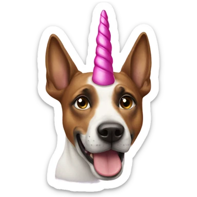 Dog with a unicorn horn sticker