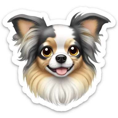 Multi colored merle chihuahua long hair with spotted face sticker