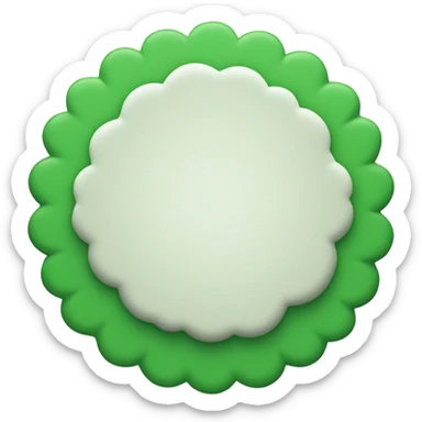 shape of a single circular green badge that has scalloped edges  sticker