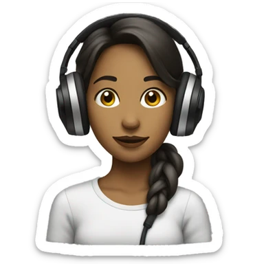 Girl listening a music on headphones  sticker