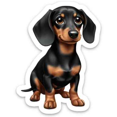 Puppy Dachshund colored black brown and white  sticker