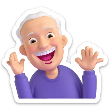 elderly man laughing out loud sticker