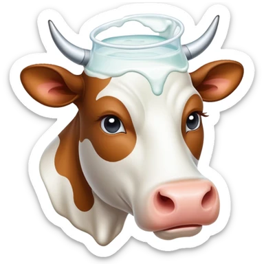 Cow with milk on its head sticker