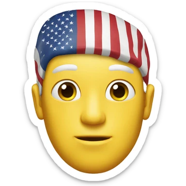 the head of a man with yellow skin and hair the color of the American flag sticker