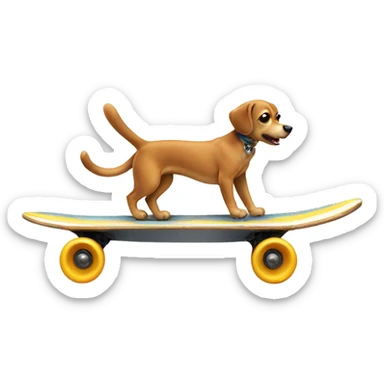 A dog with a cat tail that is skateboarding  sticker