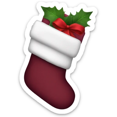 burgundy christmas stocking sticker