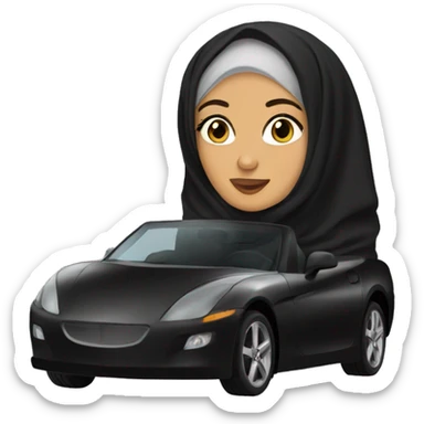 Hijabi wearing abaya driving sticker
