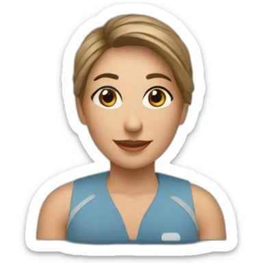 a laptop screen that has a video call showing a friendly female therapist sticker