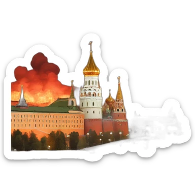 moscow kremlin on fire sticker