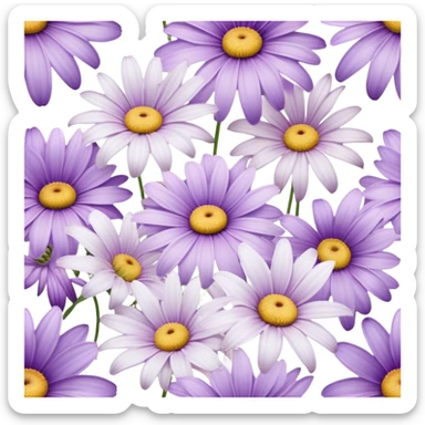 "A seamless pattern of pastel purple daisies and lilies, hand-painted style."
 sticker