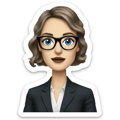 Photo of elegant Keira Knightly wearing black glasses and blue eyes on cellphone  sticker