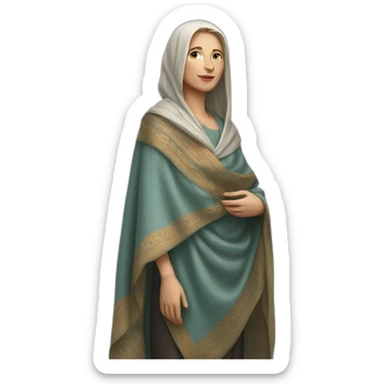 a white woman in a shawl in full growth sticker