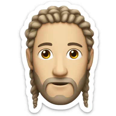 A white man with no beard and no mustache, with dread locks wearing a kippa sticker