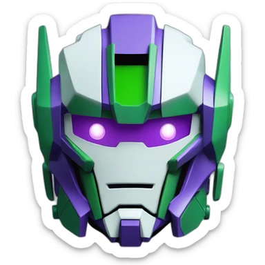 purple and green gundam mecha face sticker