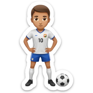 Determined soccer player standing on field, stadium lights glowing, cinematic lighting, realistic sports photo sticker