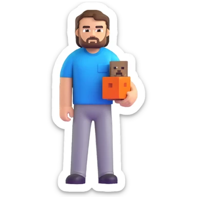 Minecraft character of Jack Black wearing a blue t-shirt sticker