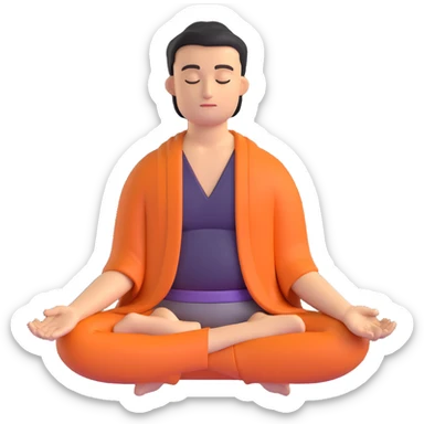 a guy meditating, peaceful, simple sticker