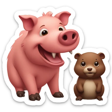 Giant pig and small beaver sticker