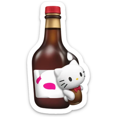 Hello kitty crying tears sad holding Hennessy bottle😭  sticker