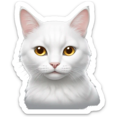 white cat with fur and heterochromic eyes sticker