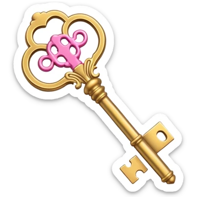 gold pink antique key  sticker