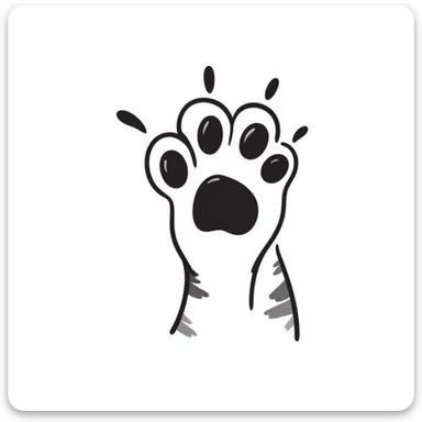 simple sketch of a cat's foot with toe beans sticker