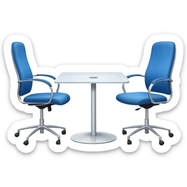 table and three office blue chairs sticker