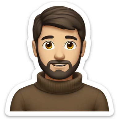 Straight hair Dark brown beard dark brown hair white Young boy in turtleneck sweater sticker